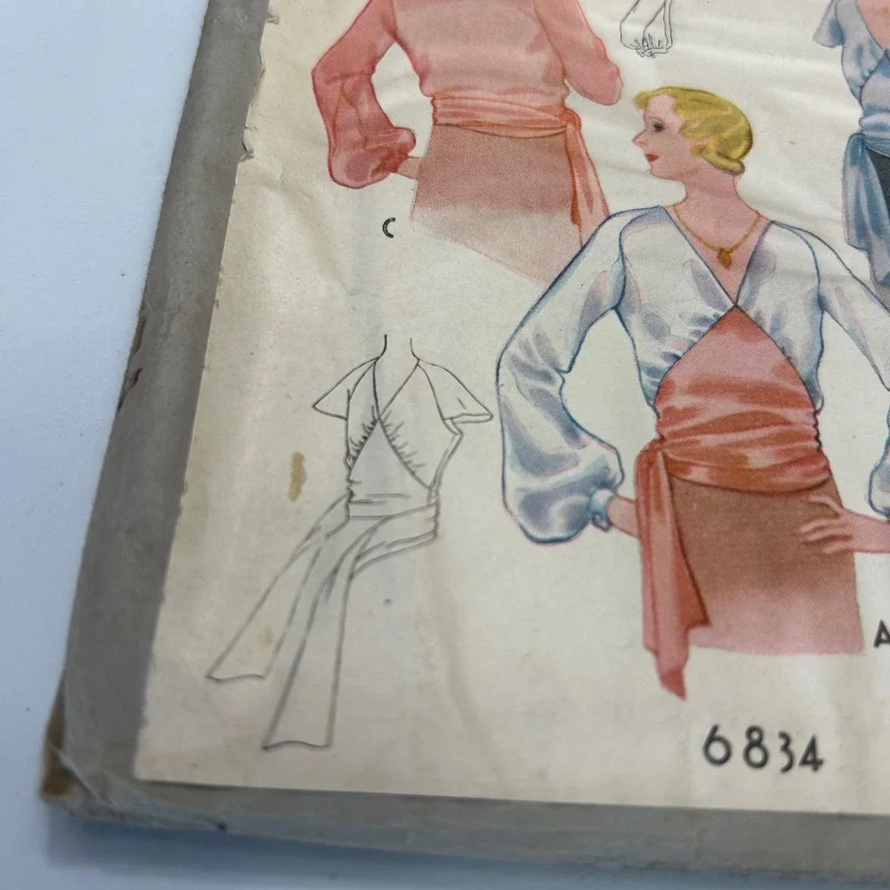 McCall Antique Early 1900's Pattern #6834 Ladies/Misses Blouses Size 38 HTF RARE
